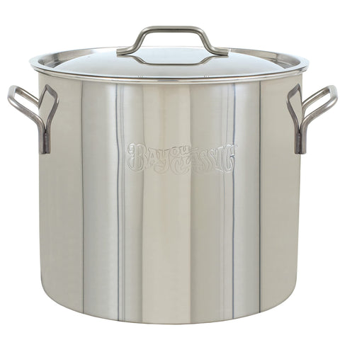 Bayou Classic 1440 40-qt Stainless Stockpot Features Heavy Duty Welded Handles for Secure Handling Domed Lid Perfect For Large Batch Cooking of Soups Stews Chili and Gumbo
