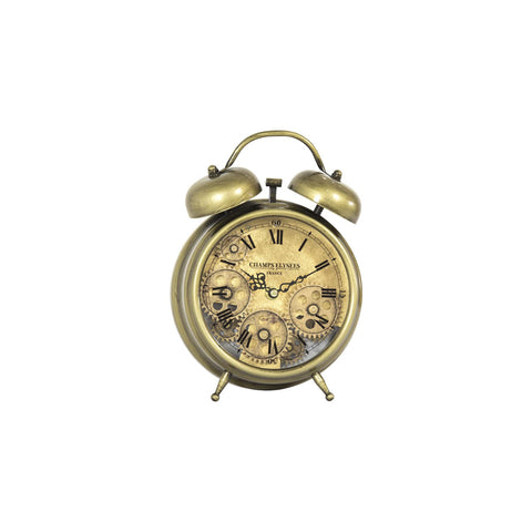 Yosemite Home Decor Modern Metal Gears Table Top Clock in Aged Bronze and Brass