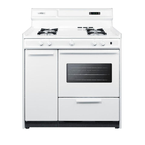 Deluxe white gas range with electronic ignition clock/timer and oven window with light in 36 width replaces the WTM4303KTW