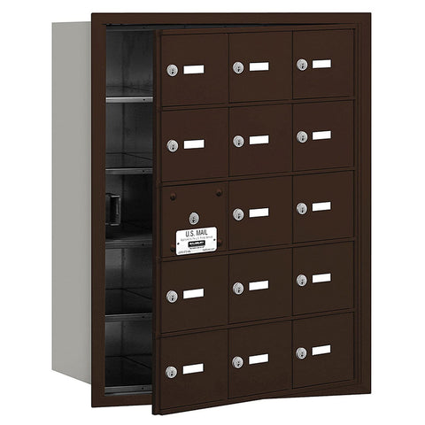 Salsbury Industries 3615ZFU 4B Plus Horizontal Mailbox, 15 A Doors 14 Usable, Front Loading, USPS Access, Bronze