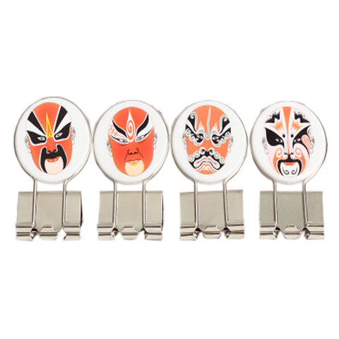 Set of 4 Retro Chinese Peking Opera Makeup Metal Binder Clips/Paper Clips/Decors
