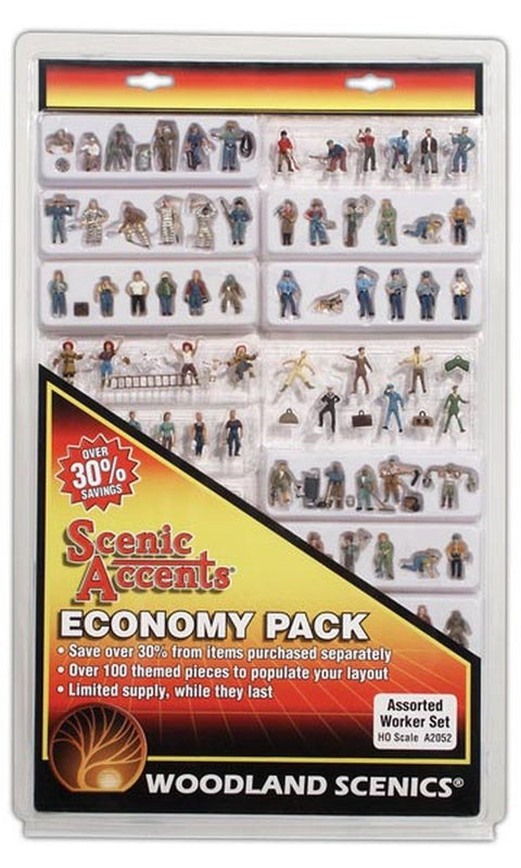 Micro-Mark Woodland Scenics Assorted Workers Economy Pack, HO Scale
