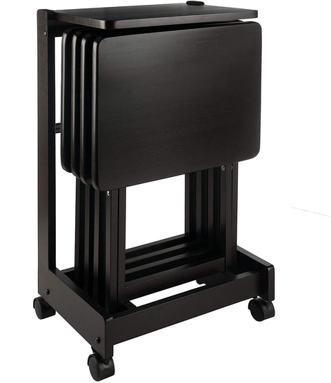Oakestry Brienda Modern Tray Table Versatile & Elegant Stable Secure with No Assembly Required Coffee Color 19.13" D X 14.17" W X 32.2" H