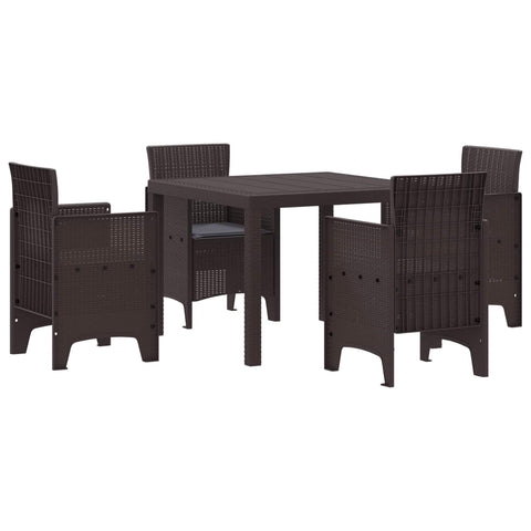 vidaXL Garden Dining Set 5 pcs Brown Polypropylene, Chill Outdoor Dining Set, Stylish Garden Furniture, Easy-to-Carry Seating, Tough Patio Table for Summer Fun