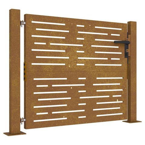 vidaXL Garden Gate, Locking Fence Gate, Hinged Gate for Patio Outdoor, Entrance Barrier Decorative Door, 39.4x39.4 Corten Steel Square Design