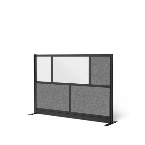 LUXOR MW-7048-FWCGB Modular Wall Room Divider System - Black Frame - 70" x 48" Starter Wall with Whiteboard