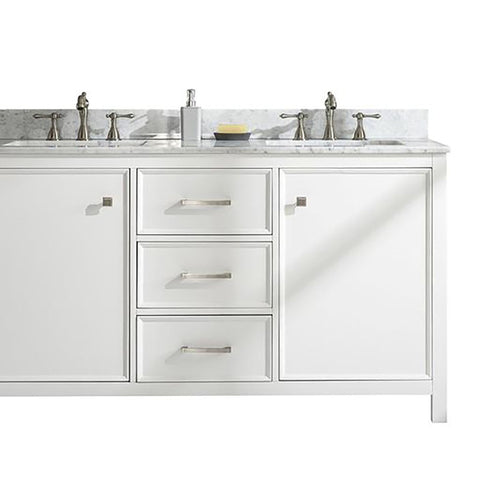 Legion Furniture Indoor Bathroom Home Decorative 60" White Finish Double Sink Vanity Cabinet with Carrara White Top