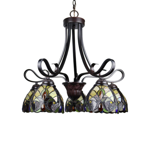 Chloe Lighting Adia Victorian Tiffany-Style Dark Bronze 5 Light Large Chandelier 24" Wide