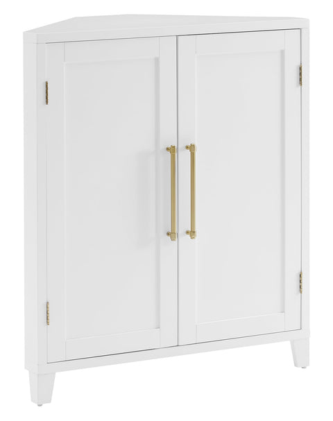 Crosley Furniture Roarke Stackable Corner Pantry Storage Cabinet with Shelves, Kitchen, Dining, Laundry, White