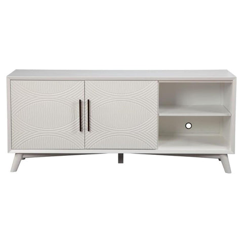 Oakestry White TV Console Stand Entertainment Center for Living Room with Storage Drawers Shelves Modern Media Unit Wood Frame for Flat Screen Smart TVs Minimalist Scandinavian Coastal Furniture
