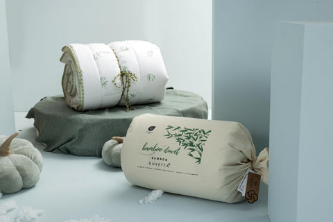 BATAMEX Duvetta Bamboo Comforter with Cotton Fabric Cover -All Season Useable- Machine Washable Duvet-Medium Weight Quilt (Twin)