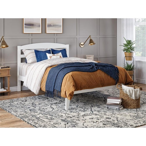 AFI Warren Solid Wood Full Platform Bed with USB Charging Station in White