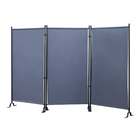 Proman Products - Galaxy Section Divider, Water Repellent Fabric Room Divider with Black Powder Coated Metal Frame for Indoors or Outdoors (Grey)