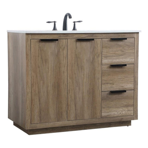 Elegant Kitchen and Bath Blake 42" Solid Wood Single Bathroom Vanity in Oak