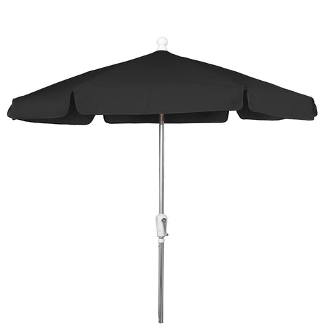 7.5' Hex Garden Tilt Umbrella 6 Rib Crank Bright Aluminum with Black Vinyl Coated Weave Canopy