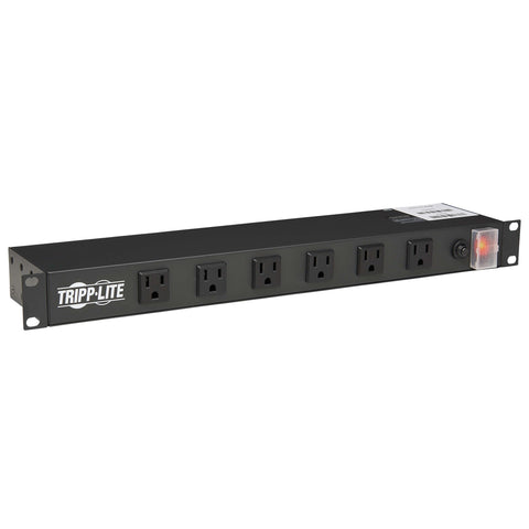 Tripp Lite 12-Outlet Rack Mount Power Strip PDU, Six Front & Six Rear Facing Outlets, 15A, 120V, 15ft Cord with Right-Angle Plug, Horizontal 1U Rack Mount, Lifetime Manufacturer's Warranty (RS1215-RA)