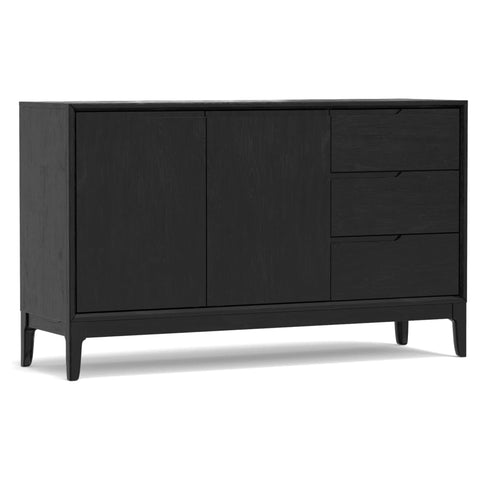 Oakestry Cove Black Sideboard Server Buffet Storage Cabinet Dining Room Credenza Console Table with Drawers Shelves Modern Farmhouse Bar Cabinet Contemporary Wood Furniture Organizer Stylish Entryway