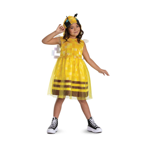 Minecraft Bee Dress Costume for Kids, Official Minecraft Costume Outfit with Hood and Wings, Child Size (10-12)
