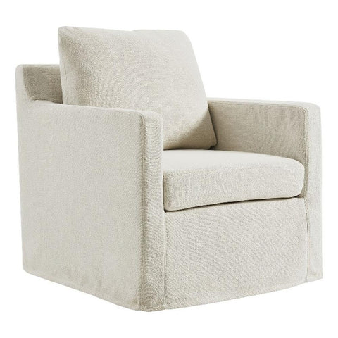 Modway Serene Swivel Accent Armchair in Salt - Modern Fabric Upholstered Chair - Slipcovered Armchair - Swivel Chair for Living Room or Bedroom