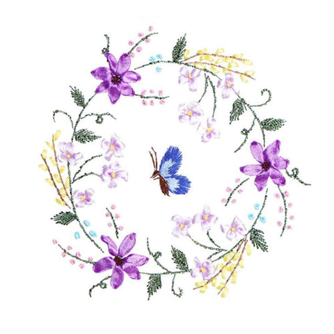 Pink Flower DIY Ribbon Embroidery Kit Cross Stitch Kits Needlework Art Crafts