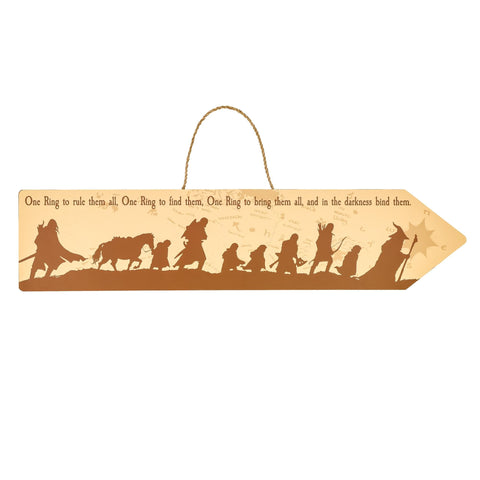 Silver Buffalo The Lord Of The Rings The Fellowship Wooden Hanging Wall Sign | Ready To Display Art | 20 x 5 Inches