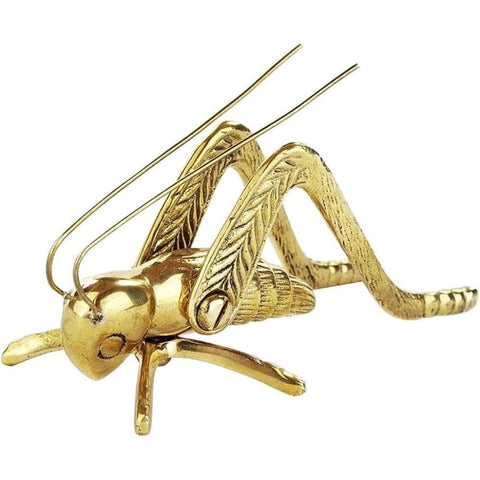 Oakestry Brass Polished Hearth Cricket Figurine Decorative Good Luck Charm with Embossed Detailing Vintage Inspired Accent for Fireplace Mantel Shelf Home Office Rustic Elegant Ornament Collectible