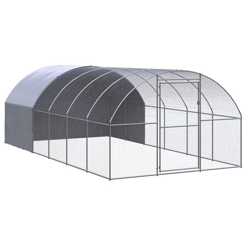 vidaXL Large Galvanized Steel Chicken Coop 3X6X2 ft with Roof for Outdoor Use and Easy Assembly Hen House Poultry Animal Cage Run Hutch Enclosure