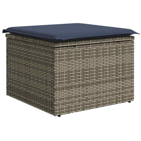vidaXL Garden Stool Gray 55 x 55 x 37cm Poly Rattan, Outdoor Rectangular Stool, Perfect for Garden & Patio, Durable Seating, Stylish Decor!