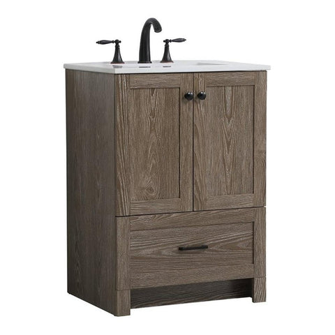 Elegant Decor Soma 24" Steel and MDF Single Bathroom Vanity in Weathered Oak