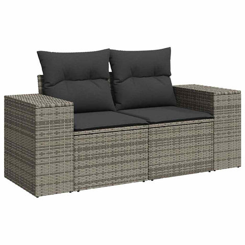 vidaXL Garden Sofa Grey PE Rattan Medium Adjustable Feet Garden Sofa