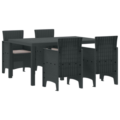 vidaXL Garden Dining Set 5 pcs Anthracite Polt rattan, Chill Dining Set, Sleek Outdoor Furniture, Lightweight, Strong, Modern Garden Vibe Outside