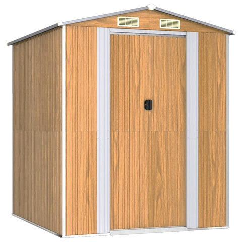vidaXL Garden Shed - Light Brown Galvanized Steel Storage Solution / 75.6"x75.2"x87.8" / Ideal for Outdoor Tools, Garden Equipment & Pool Essentials