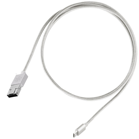 SilverStone Technology Reversible Micro USB Cable for Smartphones - Retail Packaging - Silver
