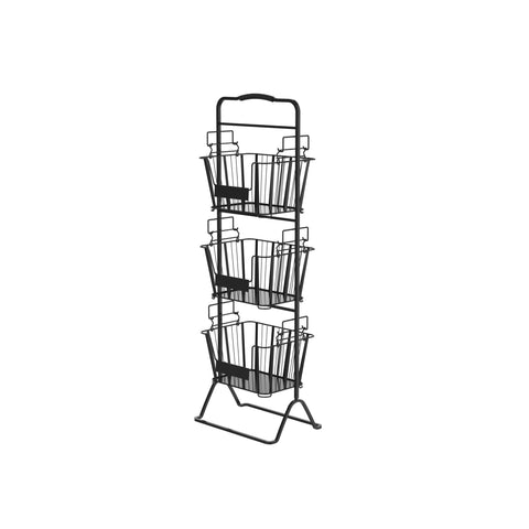 oceanstar 3-Tier Metal Wire Storage Basket Stand with Removable Baskets – Black