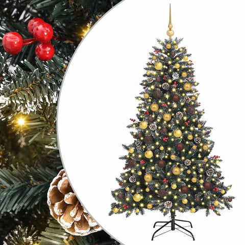 vidaXL Artificial Christmas Tree with 300 LEDs Green 70.87 in, Stylish Christmas Tree, Cone Shape, LED Lights, Eco-Friendly Decor, Perfect for Indoor/Outdoor Fun