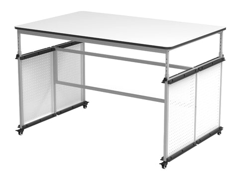 Luxor DTTB001 Modular Makerspace and Science Lab Table Desk, Tool Free Adjustable Height Tabletop, Multiple Built in Pegboards, 400 lb. Weight Capacity
