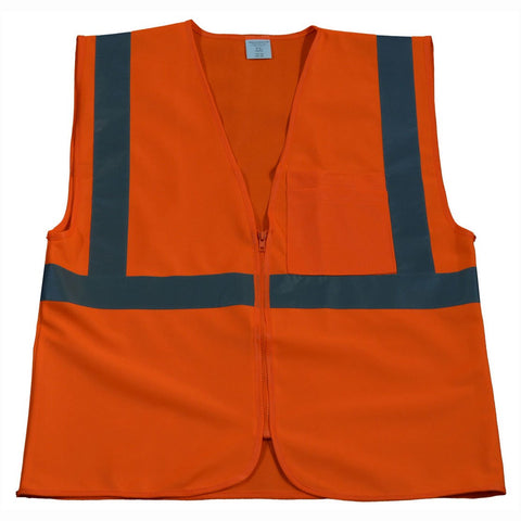 Petra Roc OV2-CB0-S/M ANSI Class 2 Zipper Closure Safety Vest with 1 Chest Pocket, Small/Medium, Orange Solid