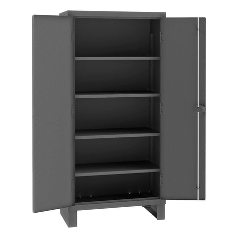 Durham 14 Gauge Welded Steel Heavy Duty Recessed Door Style Lockable Storage Cabinet, 3702-4S-95, 7600 lbs Capacity, 24" Length x 36" Width x 78" Height, 4 Adjustable Shelves