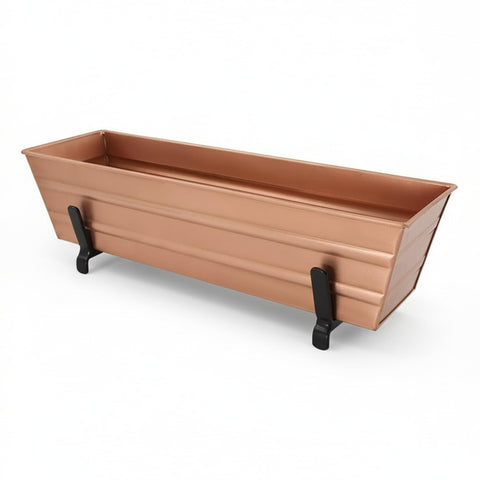 Oakestry Small Copper Flower Box Brackets Mounting 2x6 Railing Planter Outdoor Rustic Garden Deck Balcony Herb Window