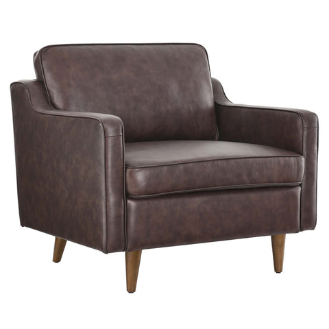 Modway Impart Upholstered Genuine Leather Armchair in Brown