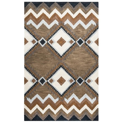 Rizzy Home Alora Decor Pueblo 5' x 8' Tribal Multi/Navy/Dk Taupe/Camel Area Rug
