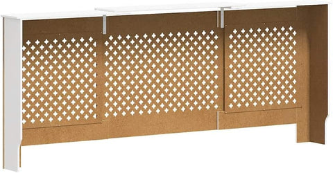 vidaXL Modern White MDF Radiator Cover with Adjustable Length and Storage Space - Ultra Durable Cabinet for Radiator Concealment and Display