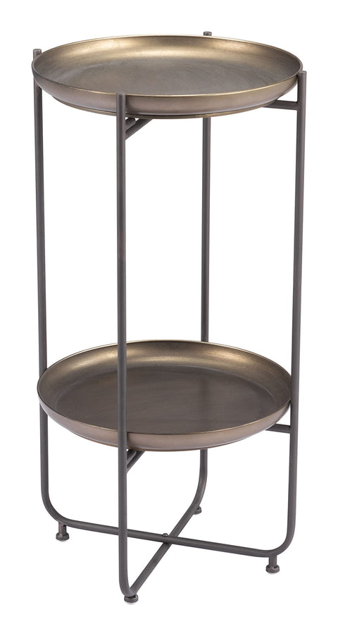 Bronson Accent Table Bronze, Bronze End Table, Modern Style, Painted Steel Round Shape Tabletop, Steel, Indoor Living, 16.9" W x 16.9" D x 31.5" H