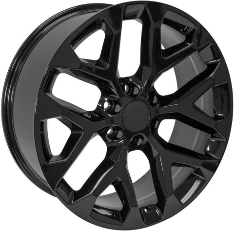 OE Wheels CV98B 22 Inch Rim Fits Silverado 1500 Snowflake Style 6x139.7 22x9 Gloss Black - Hollander 5668 (1)
