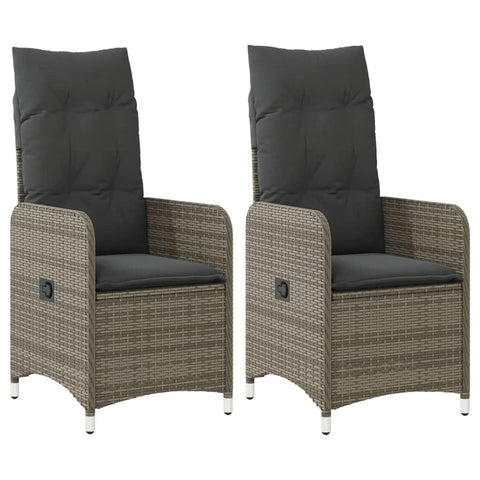 vidaXL Reclining Garden Chairs Set with Cushions Grey Poly Rattan Outdoor Seating for Patio and Backyard Furniture Chair Recliner Armchair