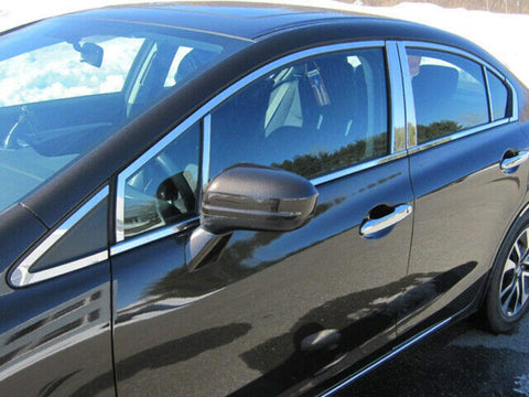 QAA is Compatible with 2012-2015 Honda Civic 20 Piece Stainless Window Trim Package, Includes 8 Piece Upper Trim, 8 Piece Pillar Posts and 4 Piece Window Sills - Full Package WP12214
