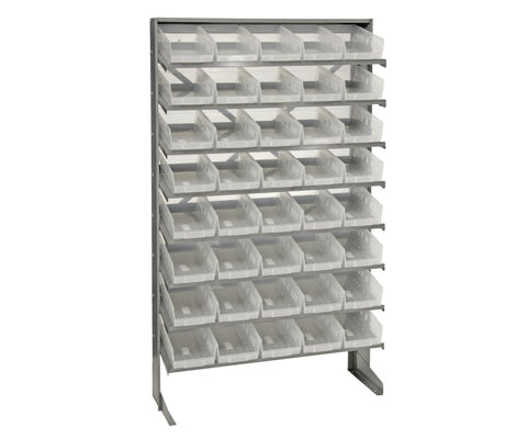 Quantum Storage Systems QPRS-102CL Solid Single Sided 8 Shelves 40 Economy Clear Bins 60" H x 36" W x 12" D