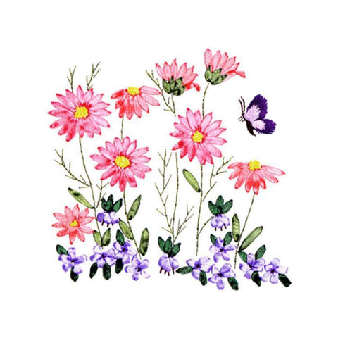 Pigeon Fleet DIY Pink Flower Ribbon Embroidery Kit Cross Stitch Kit Art Craft Living Room Wall Decor