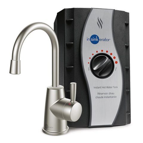 InSinkErator HOT250 Instant Hot Water Dispenser System, Single-Handle Faucet in Satin Nickel with 2/3-Gallon Stainless Steel Tank, H250SN-SS
