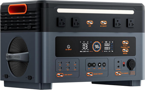 OSCAL Portable Power Station PowerMax 2400, 2400W(4800W Peak) Solar Generator, 1872Wh LiFePO4 Battery, Full Charge in 1.5 Hr,100W USB-C PD Output with HD Stereo Speakers for Outdoor Camping